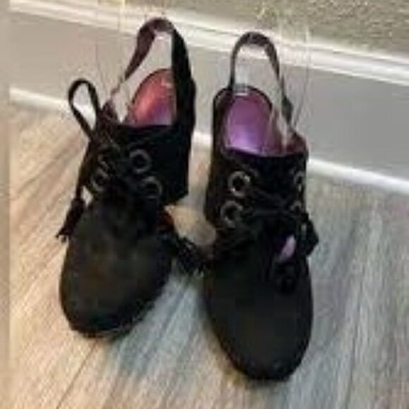 Coach Shoes - Coach Poppy Rena Platform Suede Mules Tie Sling Woman Shoes Size 9.5